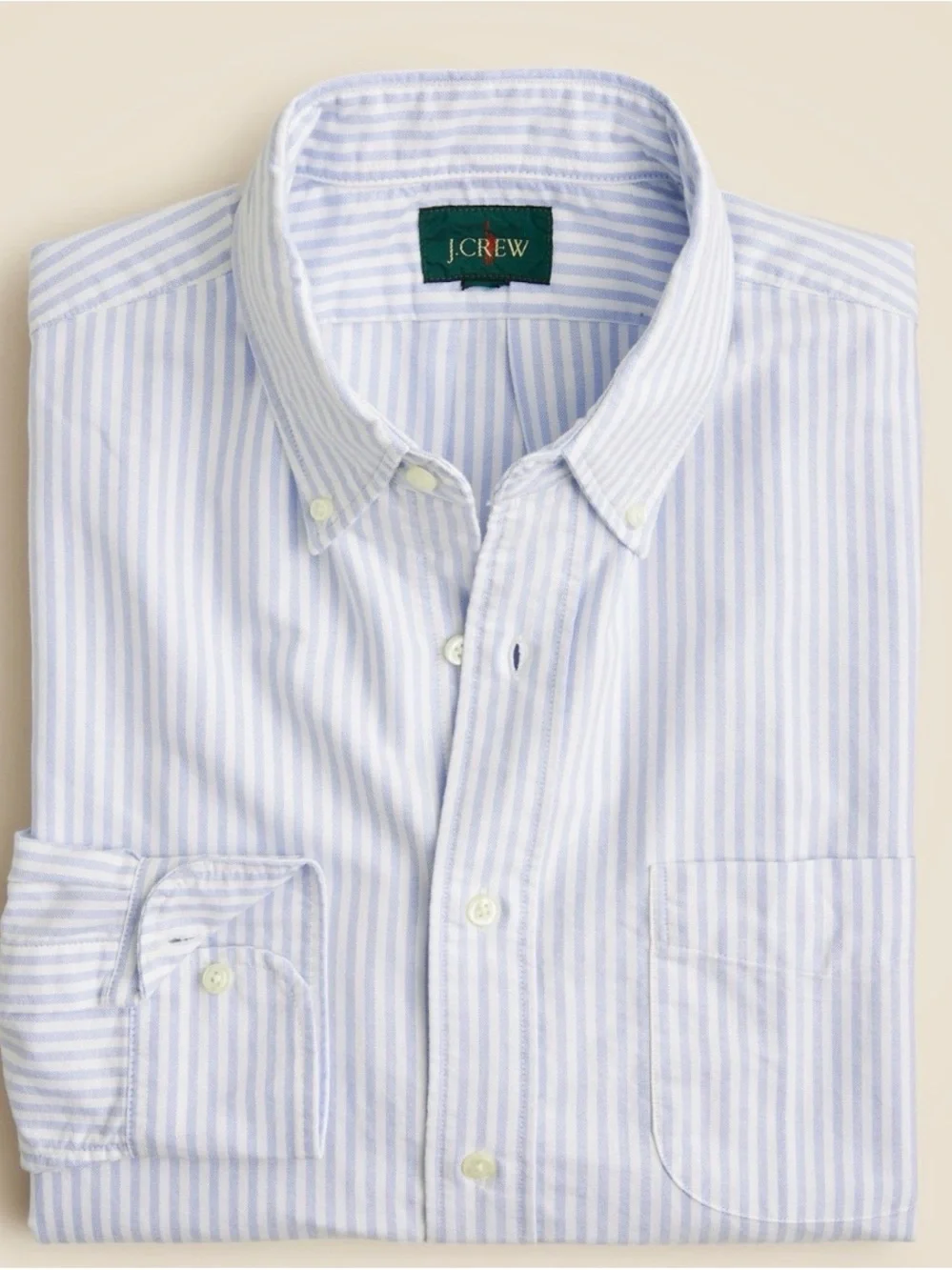 J. Crew Men’s Light Blue and White Giant Fit Oxford Shirt